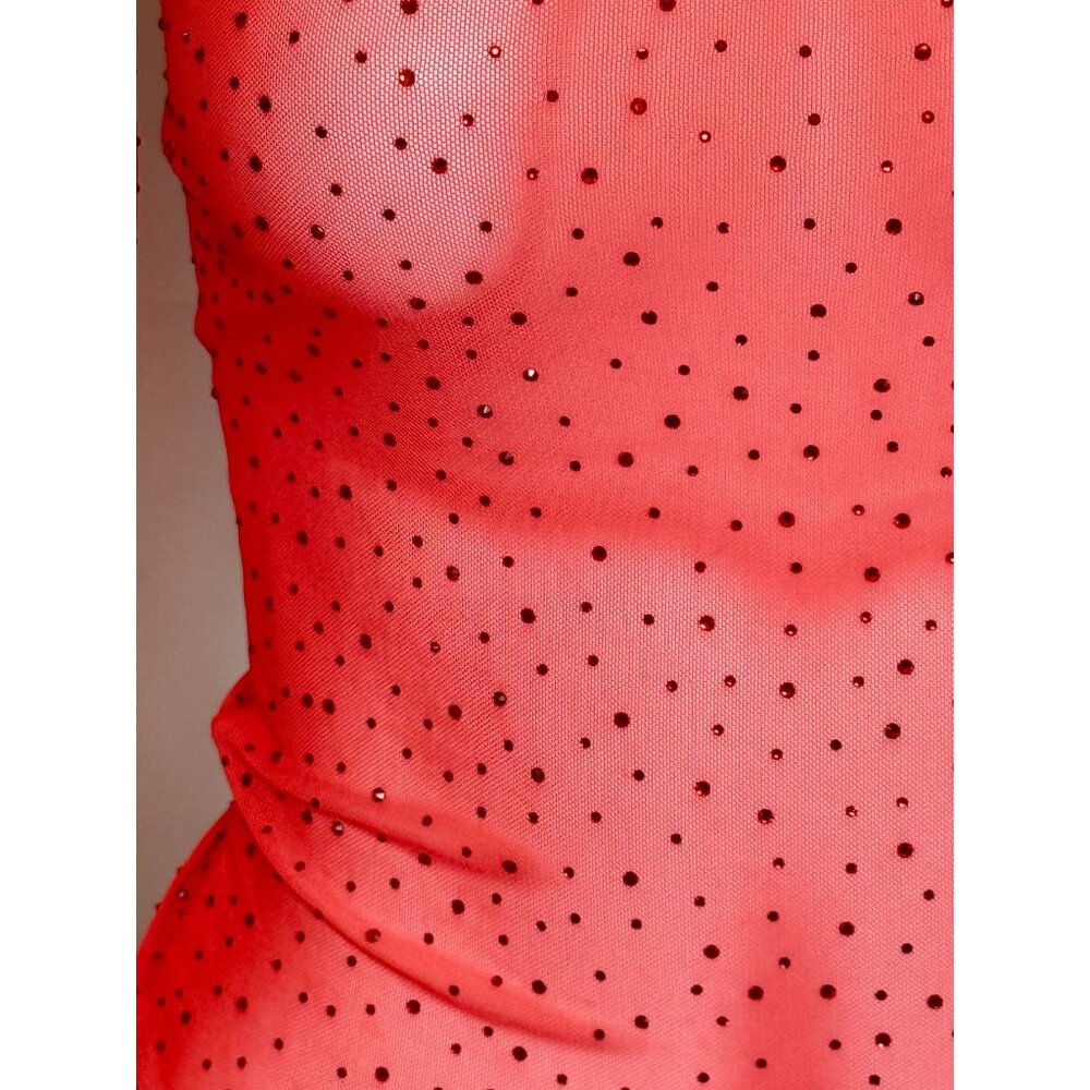AFRM red long sleeve mesh top with rhinestones NWT - XS - Picture 7 of 7